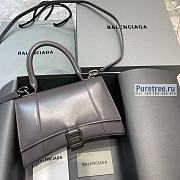 BALENCIAGA | Hourglass Small Handbag In Grey Shiny Box Calfskin - 23 x 10 x 14cm - 1