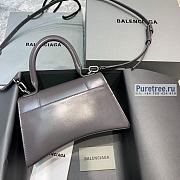 BALENCIAGA | Hourglass Small Handbag In Grey Shiny Box Calfskin - 23 x 10 x 14cm - 4