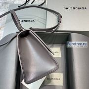BALENCIAGA | Hourglass Small Handbag In Grey Shiny Box Calfskin - 23 x 10 x 14cm - 2