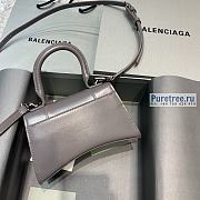 BALENCIAGA | Hourglass Small Handbag In Grey Shiny Box Calfskin - 19 x 8 x 21cm - 2
