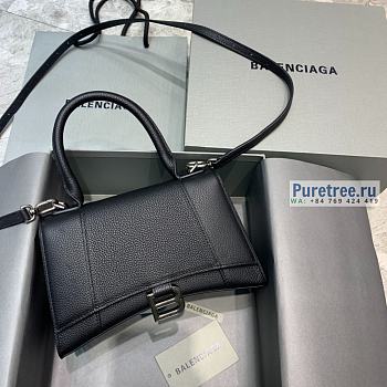 BALENCIAGA | Hourglass Small Handbag In Black Grained Calfskin - 23 x 10 x 14cm