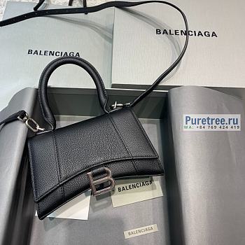 BALENCIAGA | Hourglass Small Handbag In Black Grained Calfskin - 19 x 8 x 21cm