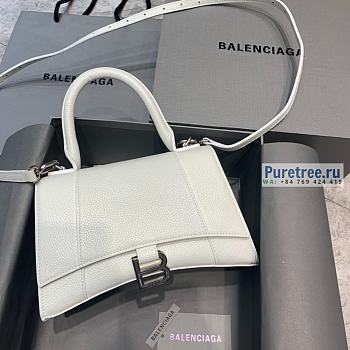 BALENCIAGA | Hourglass Small Handbag In White Grained Calfskin - 23 x 10 x 14cm