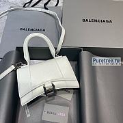 BALENCIAGA | Hourglass Small Handbag In White Grained Calfskin - 19 x 8 x 21cm - 1