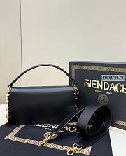 FENDI | Baguette Brooch Black Leather Bag 8BR80 - 28 x 7 x 15.5cm - 6