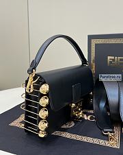 FENDI | Baguette Brooch Black Leather Bag 8BR80 - 28 x 7 x 15.5cm - 4