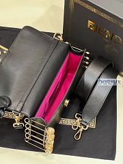 FENDI | Baguette Brooch Black Leather Bag 8BR80 - 28 x 7 x 15.5cm - 3