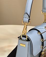 FENDI | Brooch Mini Baguette Blue Leather Bag - 20 x 5 x 13cm - 6