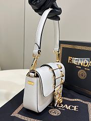 FENDI | Brooch Mini Baguette White Leather Bag - 20 x 5 x 13cm - 6