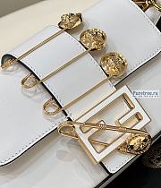 FENDI | Brooch Mini Baguette White Leather Bag - 20 x 5 x 13cm - 3