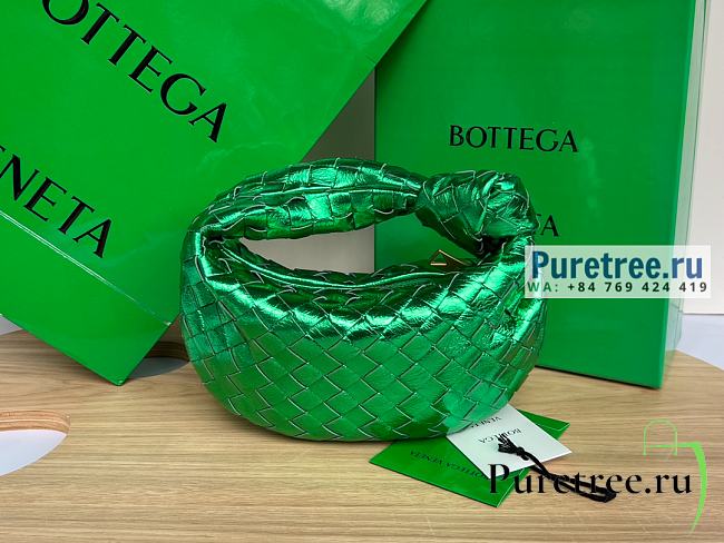 Bottega Veneta | Mini Intrecciato Metallised Leather In Parakeet - 28 x 23 x 8cm - 1