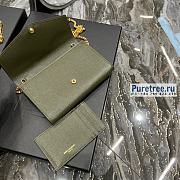 YSL | Uptown Chain Wallet In Olive Green Grain Leather - 19 x 12 x 3cm - 3