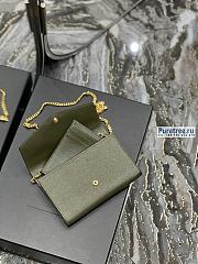 YSL | Uptown Chain Wallet In Olive Green Grain Leather - 19 x 12 x 3cm - 4