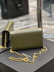 YSL | Uptown Chain Wallet In Olive Green Grain Leather - 19 x 12 x 3cm - 6