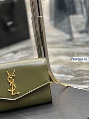 YSL | Uptown Chain Wallet In Olive Green Grain Leather - 19 x 12 x 3cm - 5