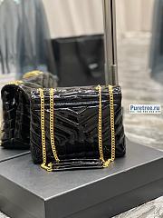 YSL | Loulou Small Chain Bag In Black Quilted Patent Leather - 25 x 17 x 9cm - 2