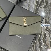 YSL | Uptown Pouch In Olive Green Grain Leather - 27 x 16 x 2cm - 1