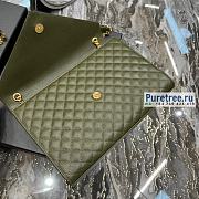 YSL | Envelope Large Bag In Olive Green Matelassé Grain Leather 31x22x7.5 cm - 3