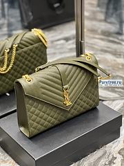 YSL | Envelope Large Bag In Olive Green Matelassé Grain Leather 31x22x7.5 cm - 4