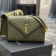 YSL | Envelope Large Bag In Olive Green Matelassé Grain Leather 31x22x7.5 cm - 1
