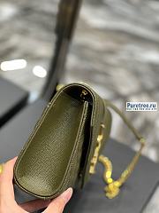 YSL | Envelope Small Bag In Olive Green Matelassé Grain Leather 21x13x6 cm - 4