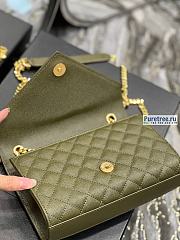 YSL | Envelope Small Bag In Olive Green Matelassé Grain Leather 21x13x6 cm - 5