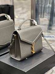 YSL | Cassandra Medium Top Handle Bag In Fog Grain Leather - 24.5 x 20 x 11.5cm - 3
