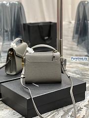 YSL | Cassandra Mini Top Handle Bag In Fog Grain Leather - 20 x 16 x 7.5cm - 6