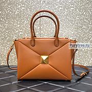 VALENTINO | Medium One Stud Brown Nappa Handbag - 27 x 22 x 14cm - 1