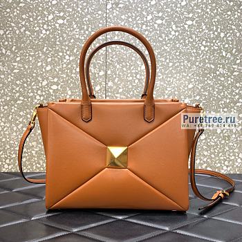 VALENTINO | Medium One Stud Brown Nappa Handbag - 27 x 22 x 14cm