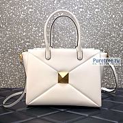 VALENTINO | Medium One Stud White Nappa Handbag - 27 x 22 x 14cm - 1
