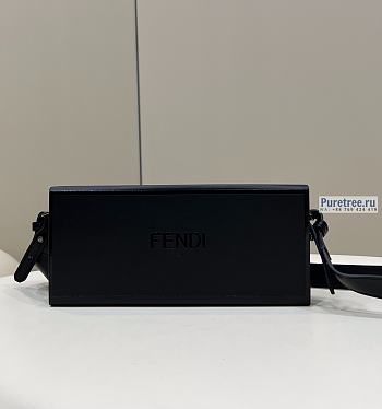 FENDI | Horizontal Box Black Leather Bag - 24 x 5 x 10.5cm