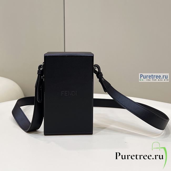 FENDI | Vertical Box Black Leather Bag - 10.5 x 7 x 17cm - 1