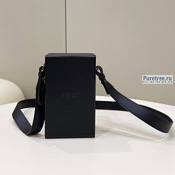 FENDI | Vertical Box Black Leather Bag - 10.5 x 7 x 17cm