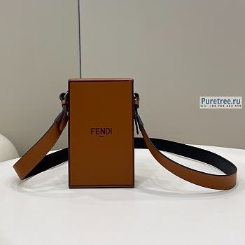 FENDI | Vertical Box Brown Leather Bag - 10.5 x 7 x 17cm