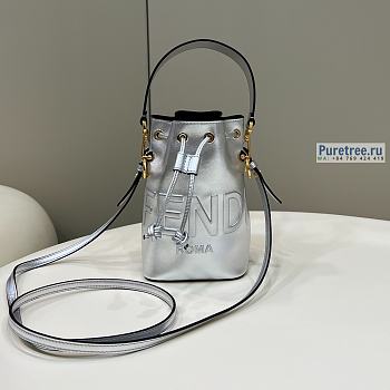 FENDI | Mon Tresor Silver Laminated Leather Mini Bag 8BS010 - 18 x 10 x 12cm