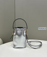 FENDI | Mon Tresor Silver Laminated Leather Mini Bag 8BS010 - 18 x 10 x 12cm - 6