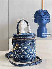 Louis Vuitton | Cannes Navy Blue Denim Jacquard - 15 x 17 x 15cm - 5