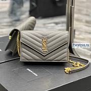 YSL | Envelope Chain Wallet In Grey Grain Leather 19 x 12.5 x 3.5 cm - 1