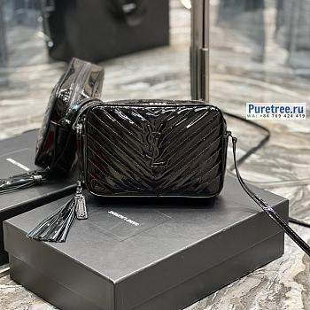 YSL | Lou Camera Bag In Black Matelassé Patent Leather - 23 x 16 x 6cm
