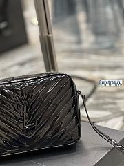 YSL | Lou Camera Bag In Black Matelassé Patent Leather - 23 x 16 x 6cm - 6