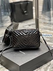YSL | Lou Camera Bag In Black Matelassé Patent Leather - 23 x 16 x 6cm - 5