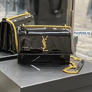 YSL | Sunset Medium Chain Bag In Black Patent Leather 22x16x6.5 cm - 1