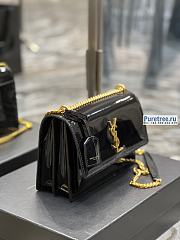 YSL | Sunset Medium Chain Bag In Black Patent Leather 22x16x6.5 cm - 6