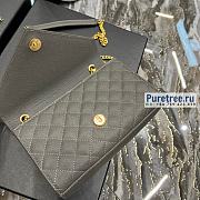 YSL | Envelope Small Bag In Gray Matelassé Grain Leather 21x13x6 cm - 3