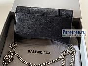 BALENCIAGA | Hourglass Wallet With Chain In Black Glitter Material - 19 x 12 x 5cm - 5