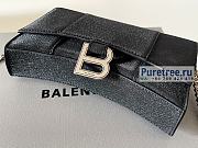 BALENCIAGA | Hourglass Wallet With Chain In Black Glitter Material - 19 x 12 x 5cm - 3