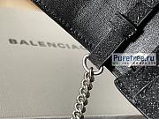 BALENCIAGA | Hourglass Wallet With Chain In Black Glitter Material - 19 x 12 x 5cm - 6