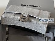 BALENCIAGA | Hourglass Wallet With Chain In Grey Glitter Material - 19 x 12 x 5cm - 3