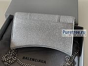 BALENCIAGA | Hourglass Wallet With Chain In Grey Glitter Material - 19 x 12 x 5cm - 4
